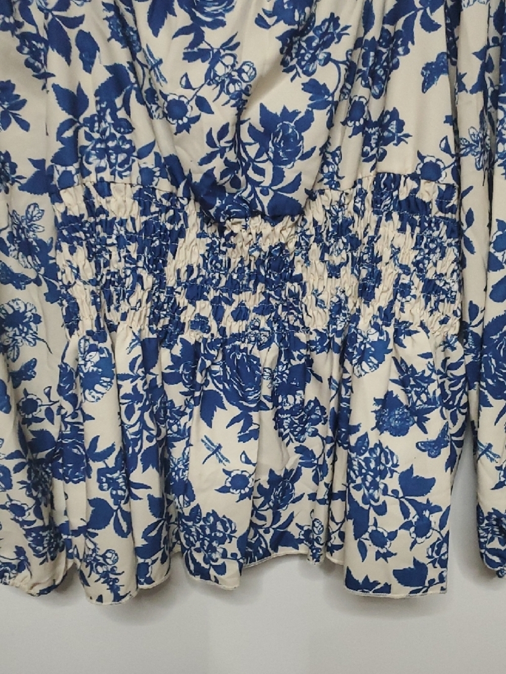 Blue Floral Peasant Blouse - Picture 5 of 7